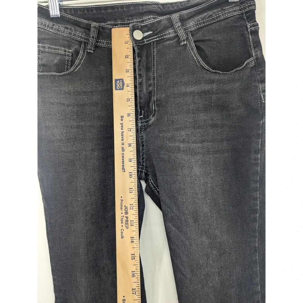 ROMWE Womens Black Wash Straight Jeans Embellished Pockets Size L US 8 10‎